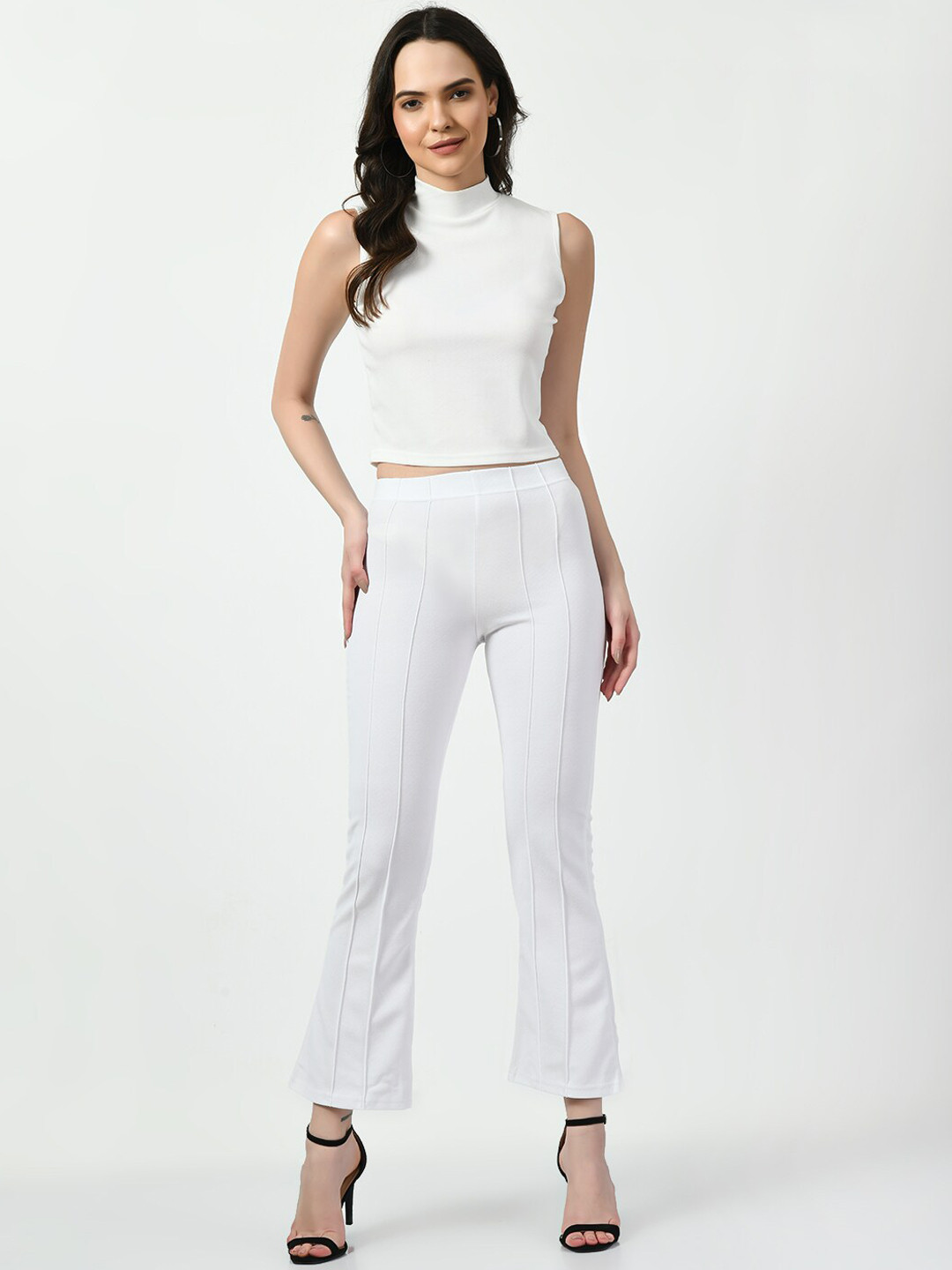 

CLAFOUTIS High Neck Crop Top With Trousers, White