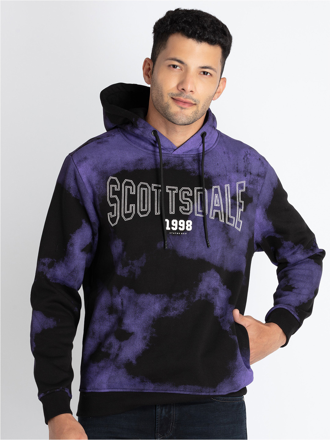 

Status Quo Alphanumeric Printed Hooded Sweatshirt, Black