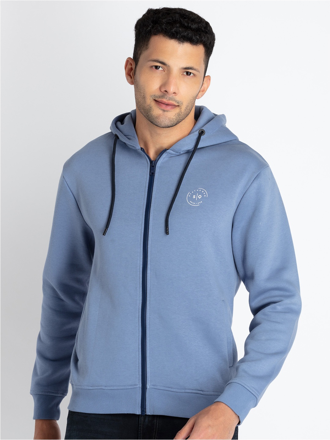 

Status Quo Men Hooded Cotton Sweatshirt, Blue