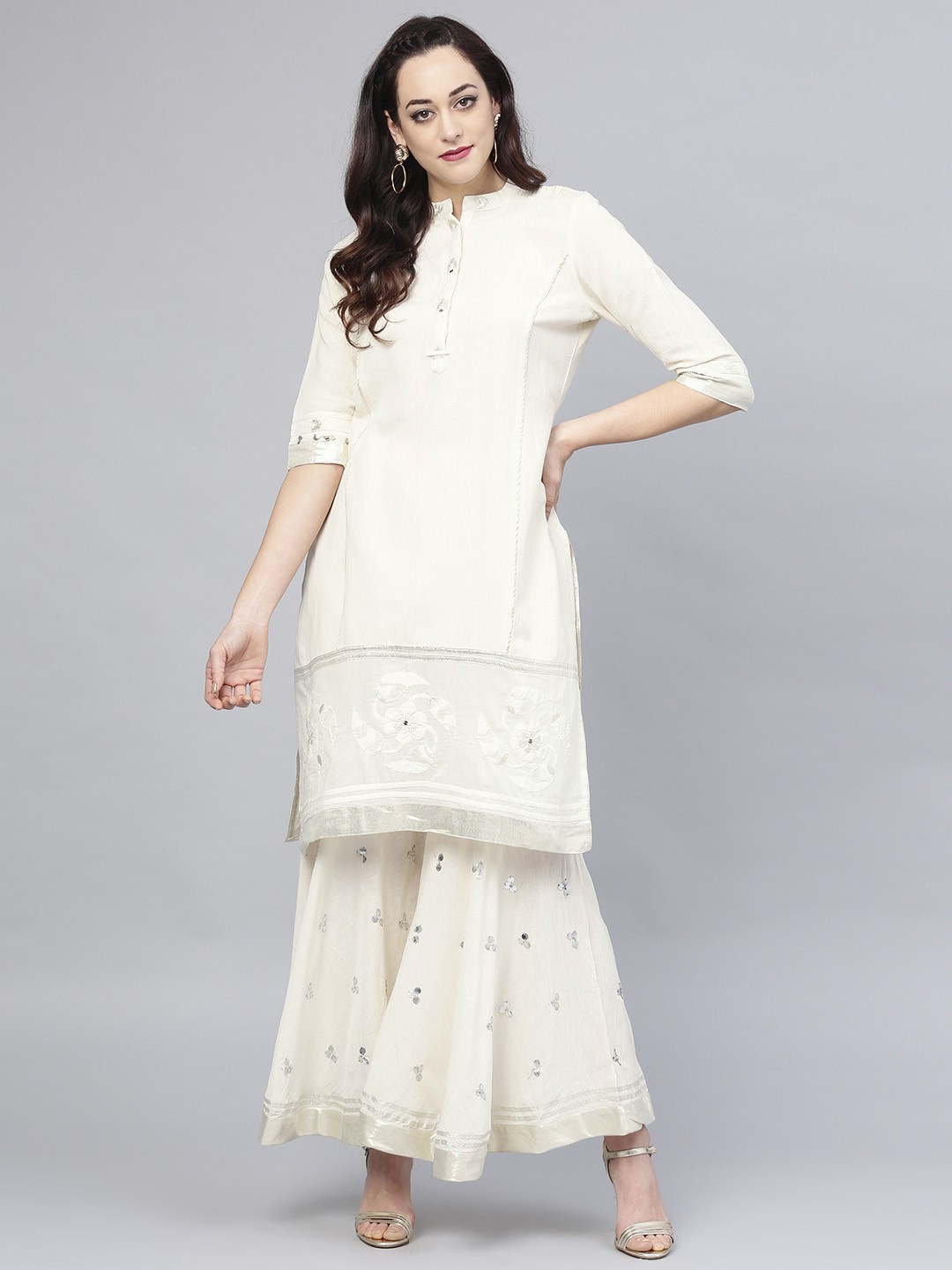 

W Women Off-White Solid Straight Kurta