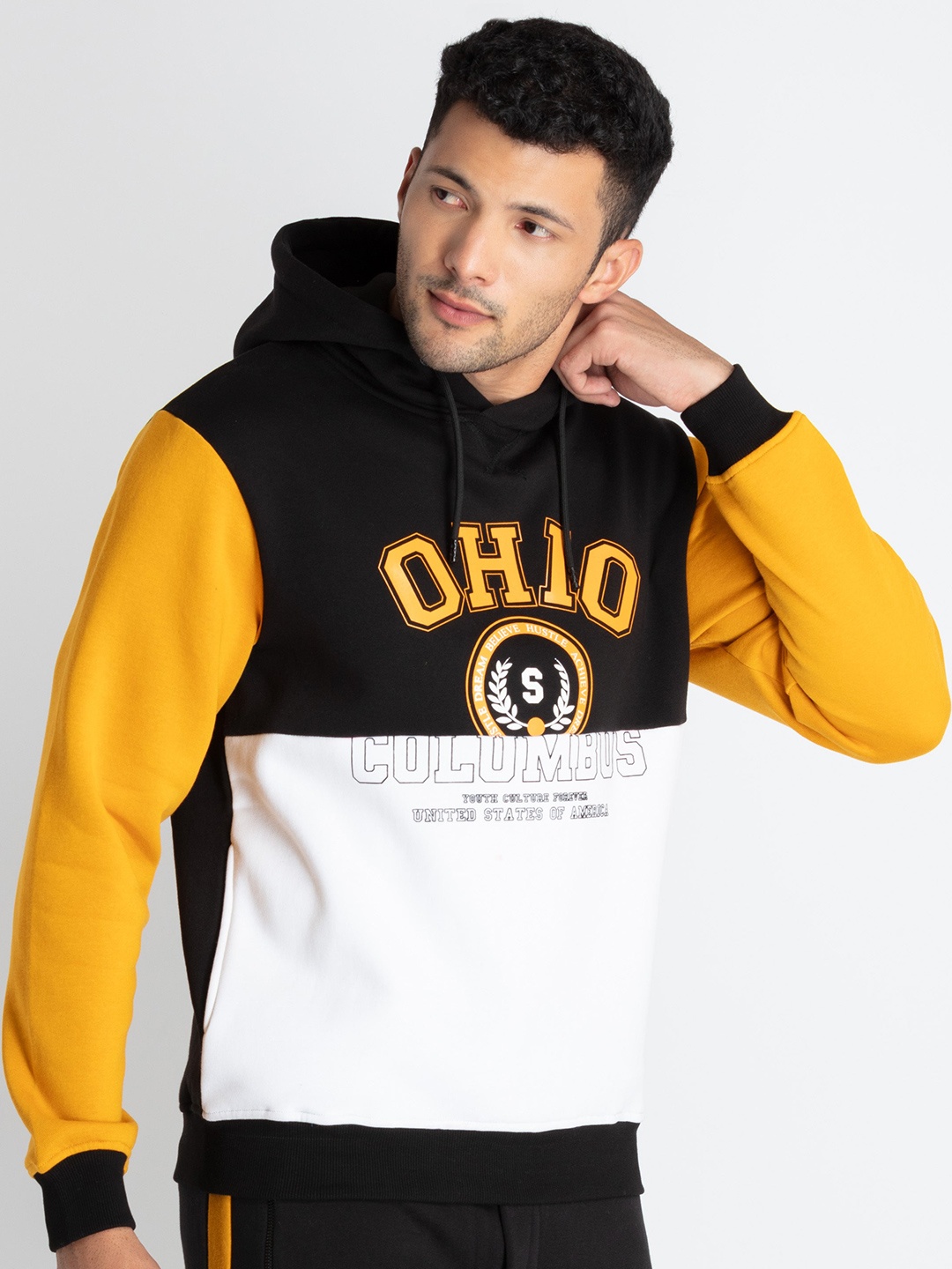 

Status Quo Colourblocked Hooded Pullover Sweatshirt, Black