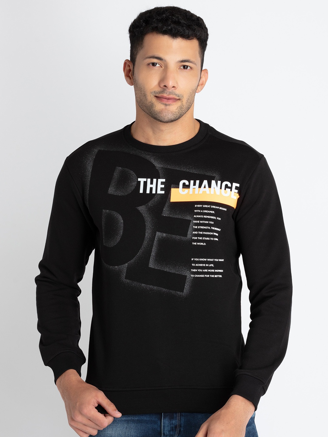 

Status Quo Typography Printed Round Neck Pullover Sweatshirt, Black