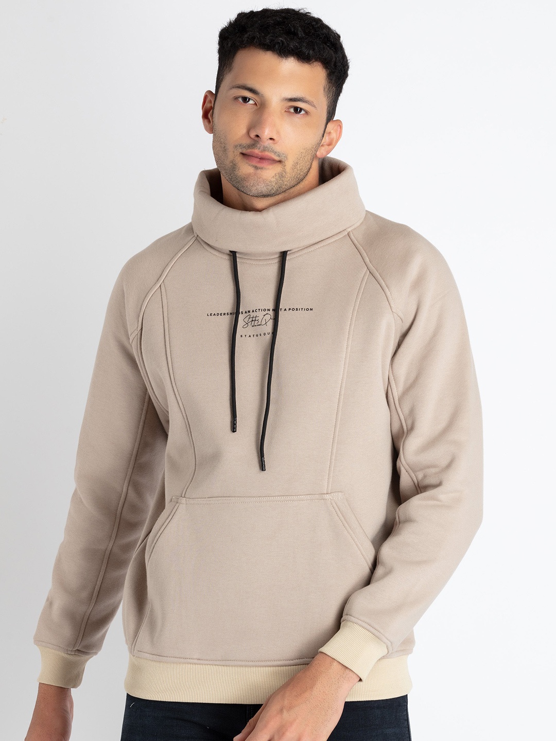 

Status Quo Men Turtle Neck Cotton Sweatshirt, Beige