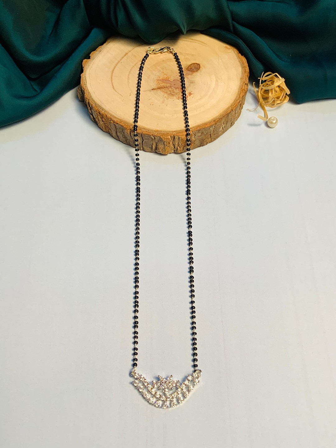 

ABDESIGNS Silver-plated AD-studded Mangalsutra