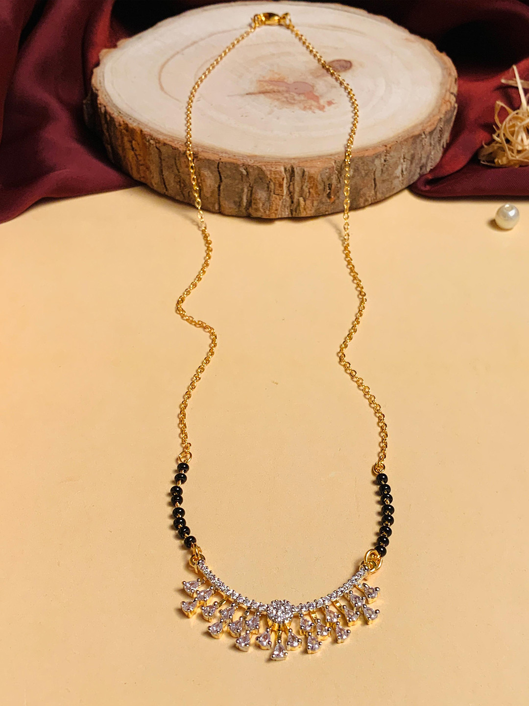 

ABDESIGNS Gold-plated AD-studded Mangalsutra