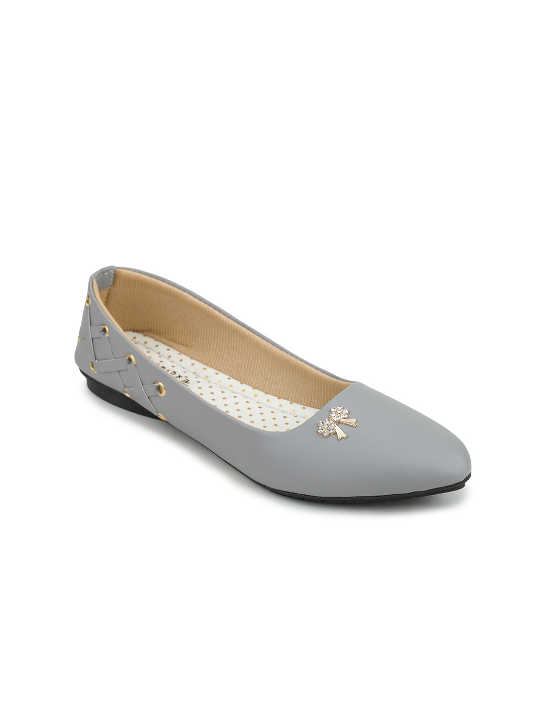 

Moonwalk Embellished Pointed Toe Ballerinas, Grey
