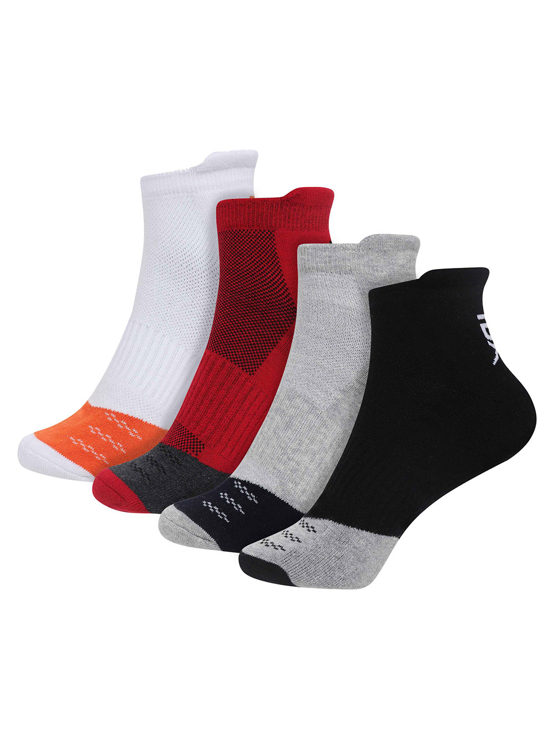 

HRX by Hrithik Roshan Unisex Grey Pack of 4 Colourblocked Ankle-Length Socks, White