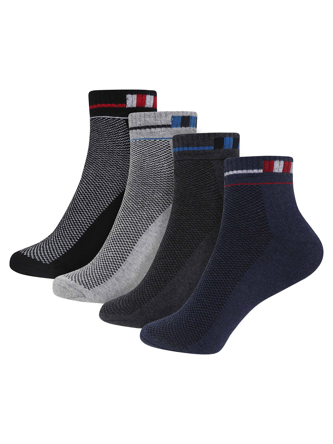 

HRX by Hrithik Roshan Men Pack Of 4 Patterned Ankle Length Socks, Grey