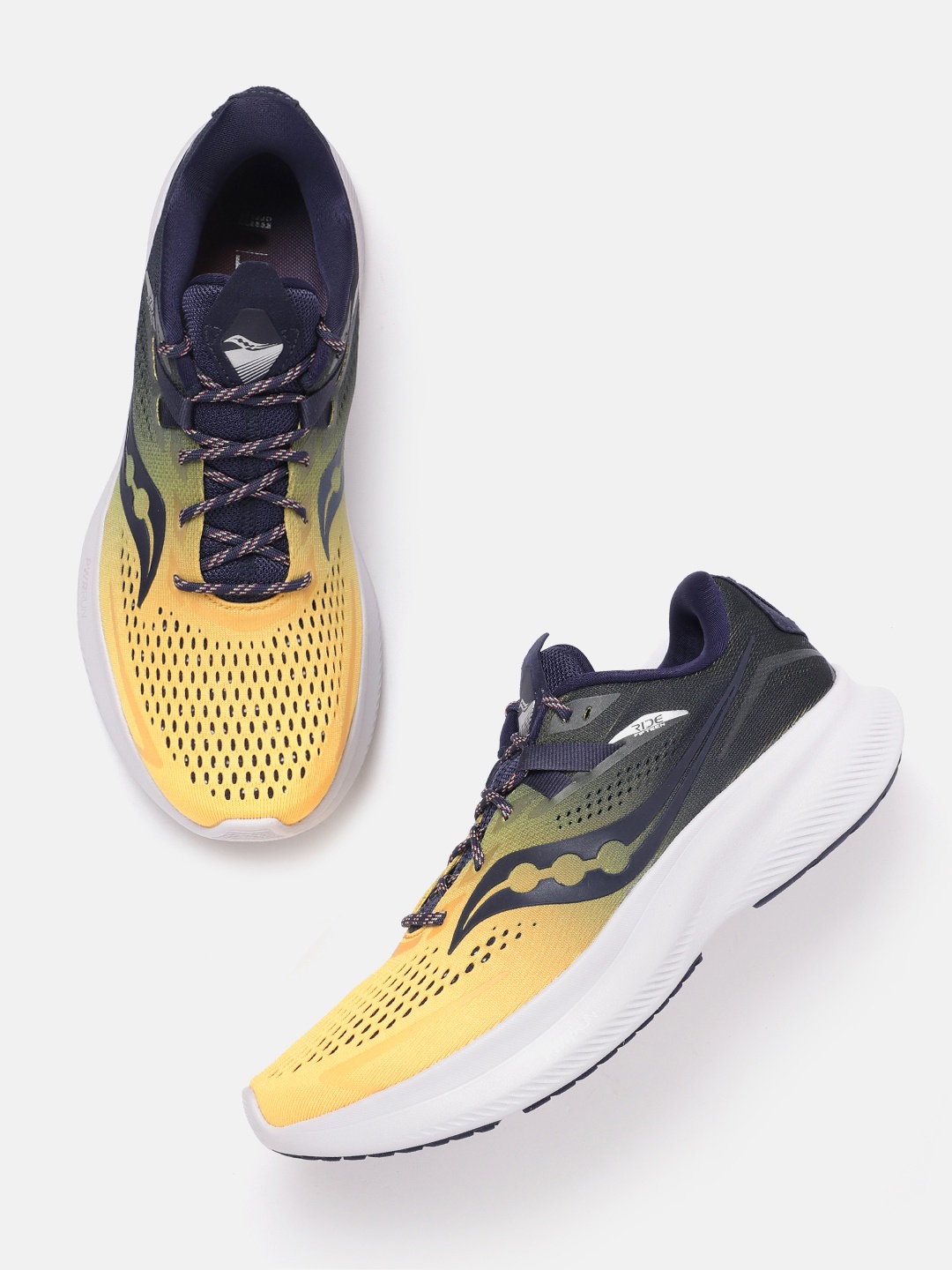 

saucony Women Woven Design RIDE 15 Running Shoes, Yellow