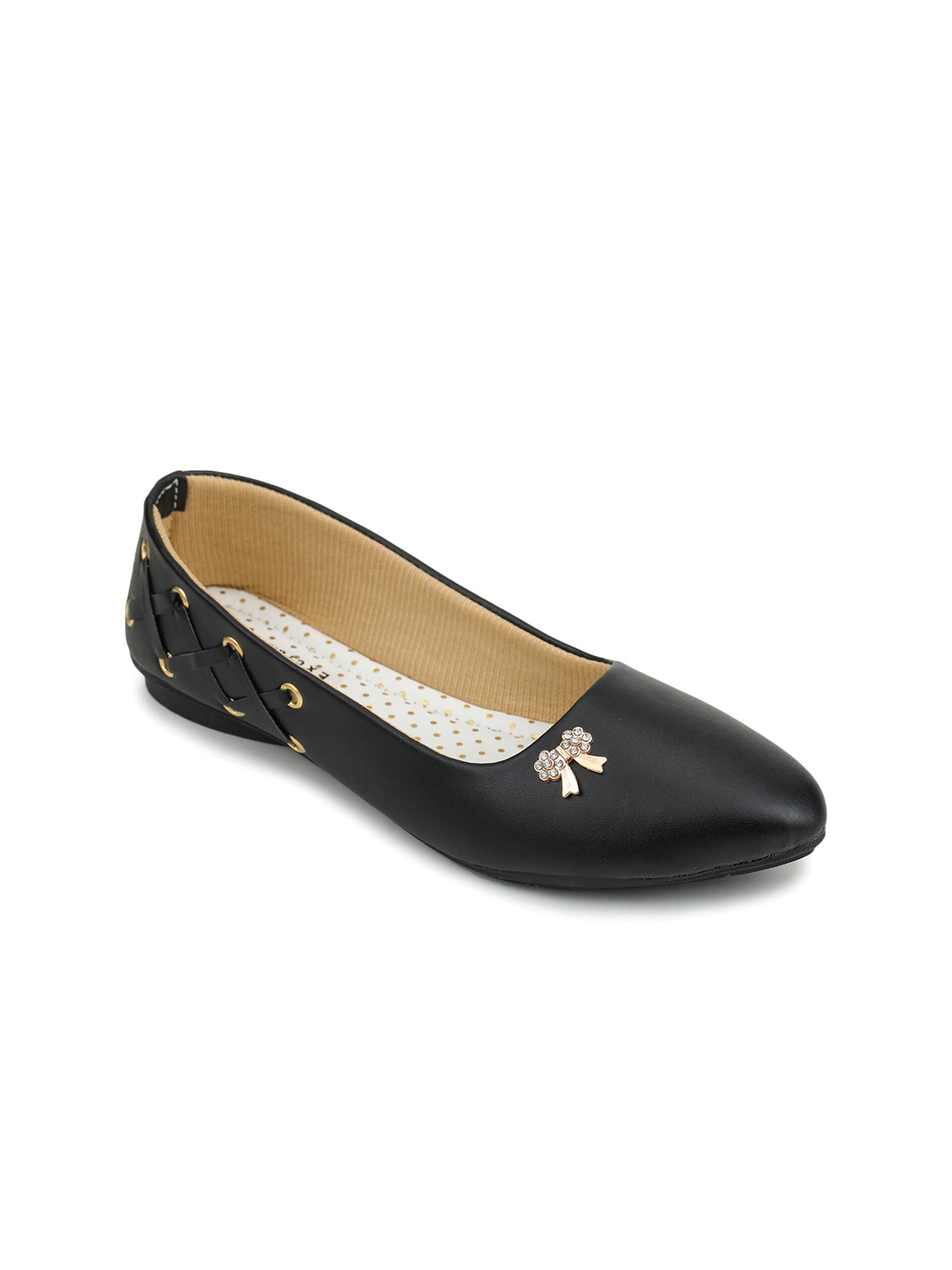 

Moonwalk Embellished Pointed Toe Ballerinas, Black