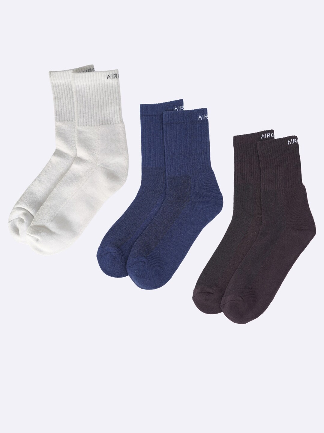 

AIR GARB Pack Of 3 Printed-detail Crew-length Socks, White