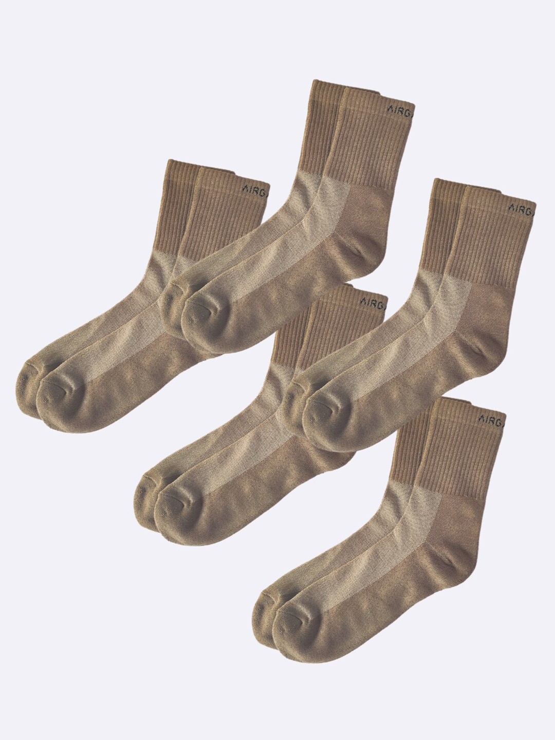 

AIR GARB Pack of 5 Solid Cushioned Calf Length Socks, Khaki
