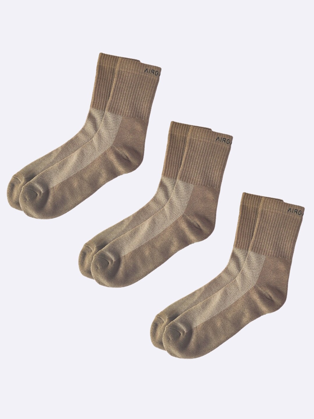 

AIR GARB Pack of 3 Crew-length Socks, Khaki