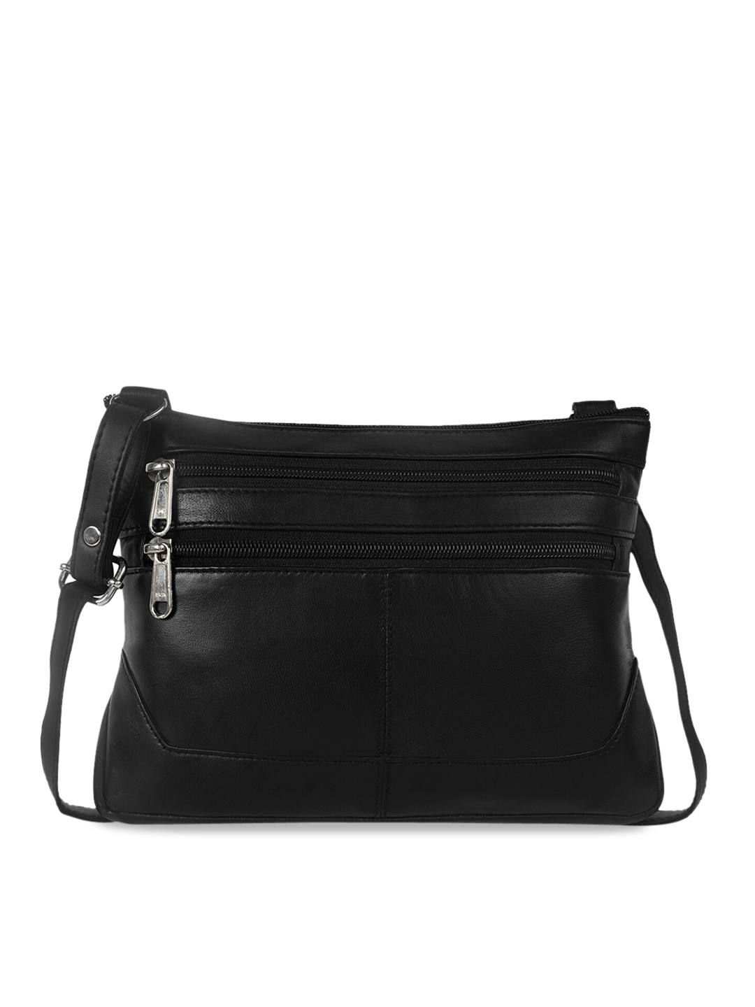 

CIMONI Leather Structured Sling Bag With Zip Detail, Black