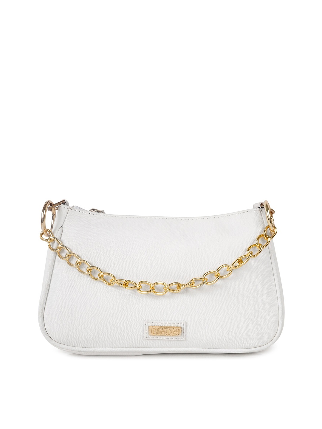 

CIMONI Leather Structured Handheld Bag With Zip Detail, White