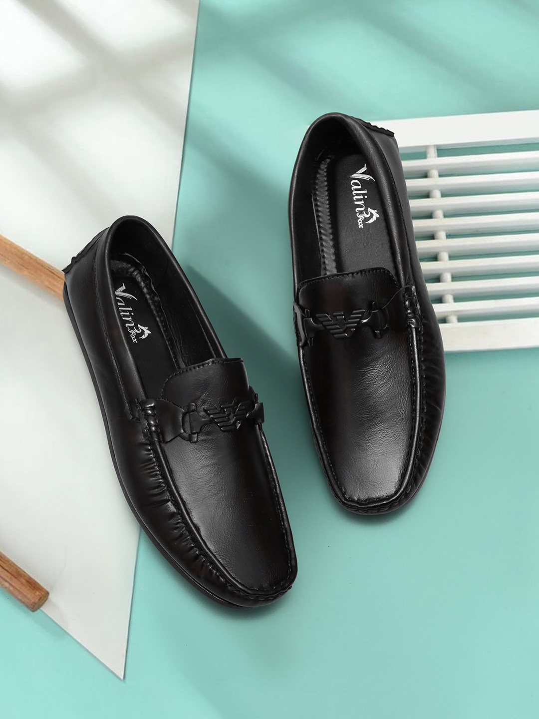 

Valin Fox Men Lightweight Comfort Insole Horsebit Loafers, Black