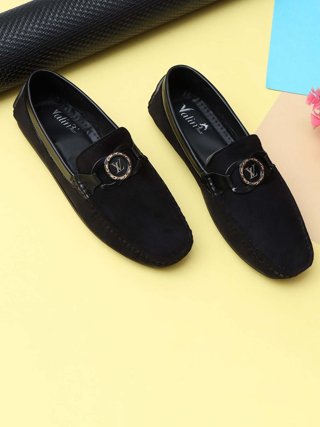 

Valin Fox Men Lightweight Comfort Insole Suede Horsebit Loafers, Black