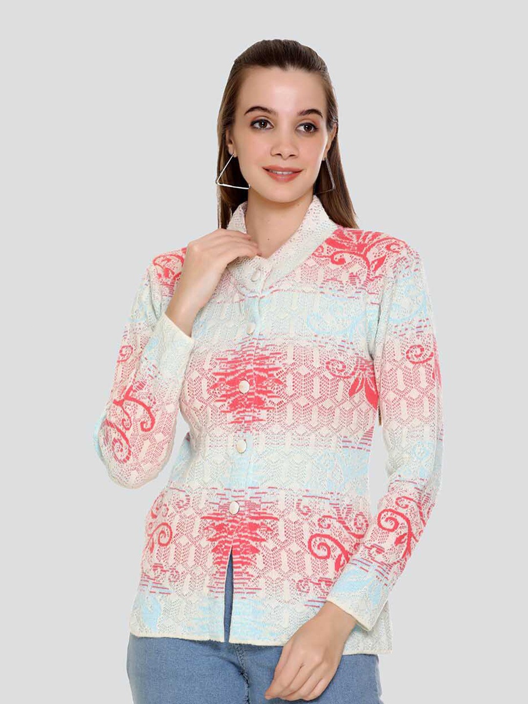 

Night Platter Floral Printed Cotton Cardigan, Blue