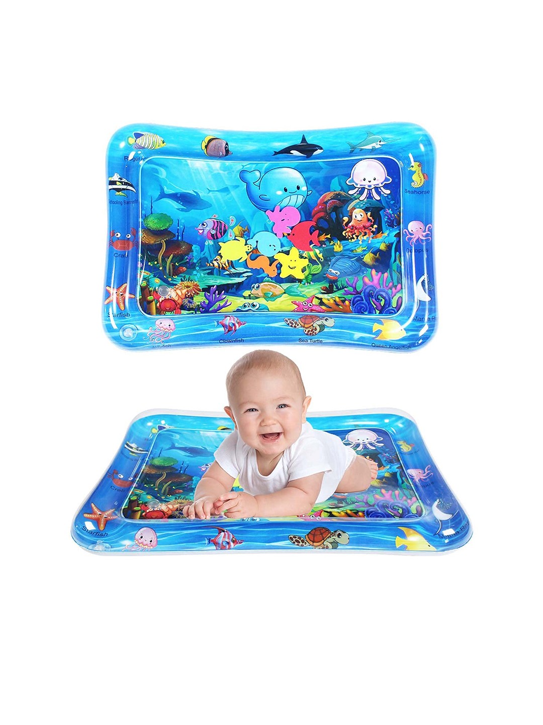 

MUREN Tummy Play Mat With Floating Toys, Blue