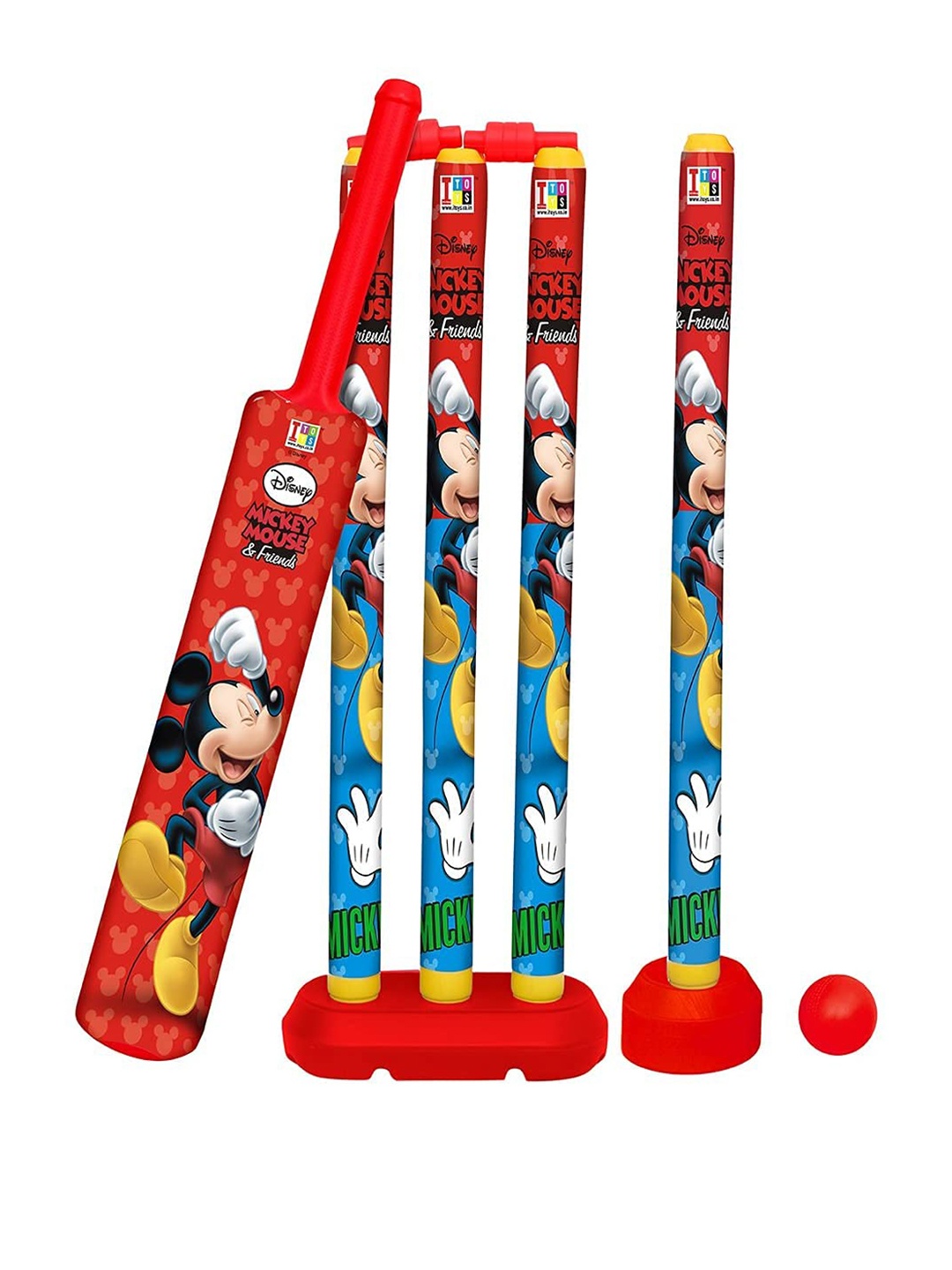 

MUREN Mickey Mouse Plastic Cricket Set -Indoor & Outdoor Toy, Red