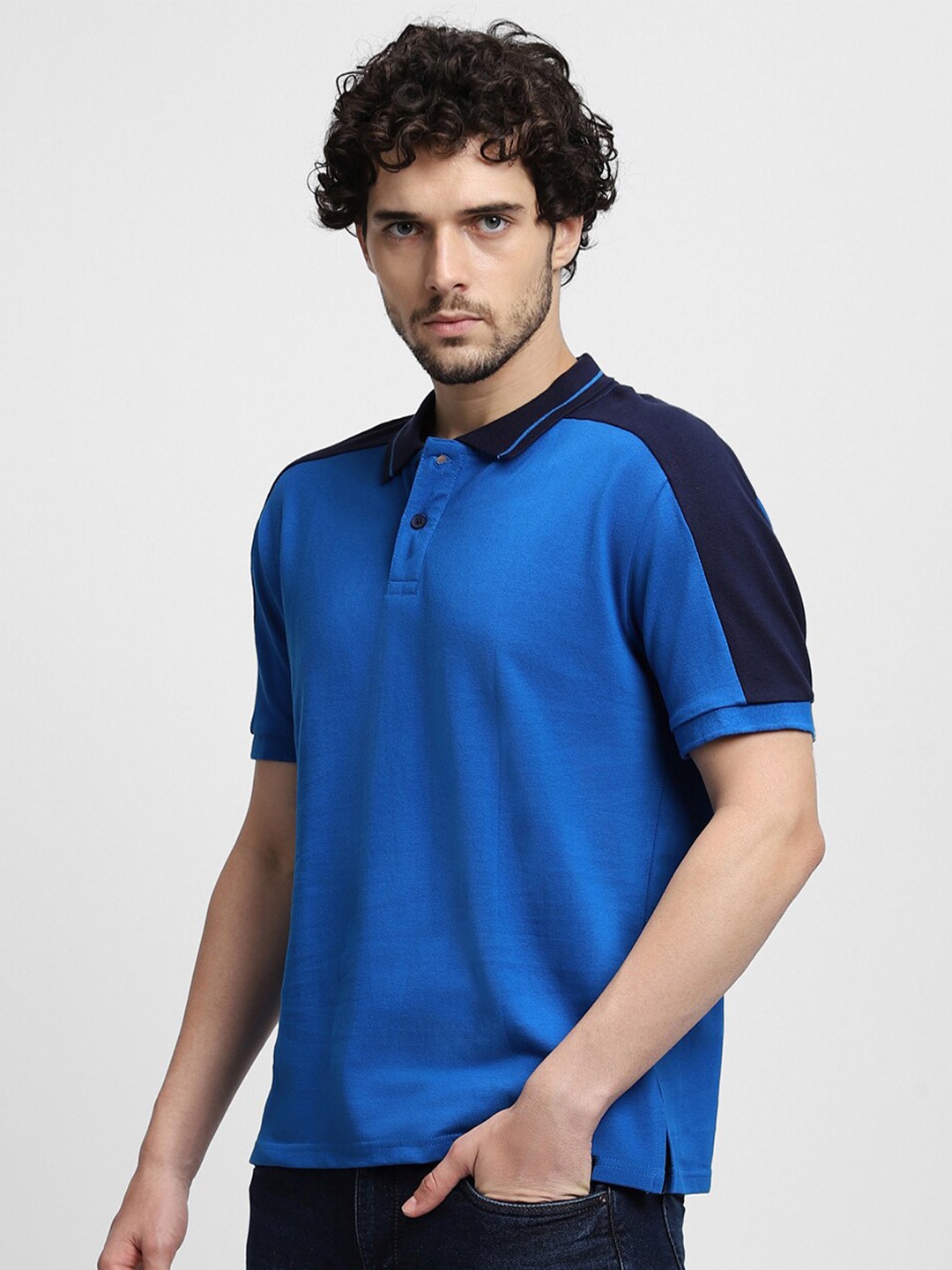 

Dennis Lingo Polo Collar Pure Cotton Slim Fit T-shirt, Blue