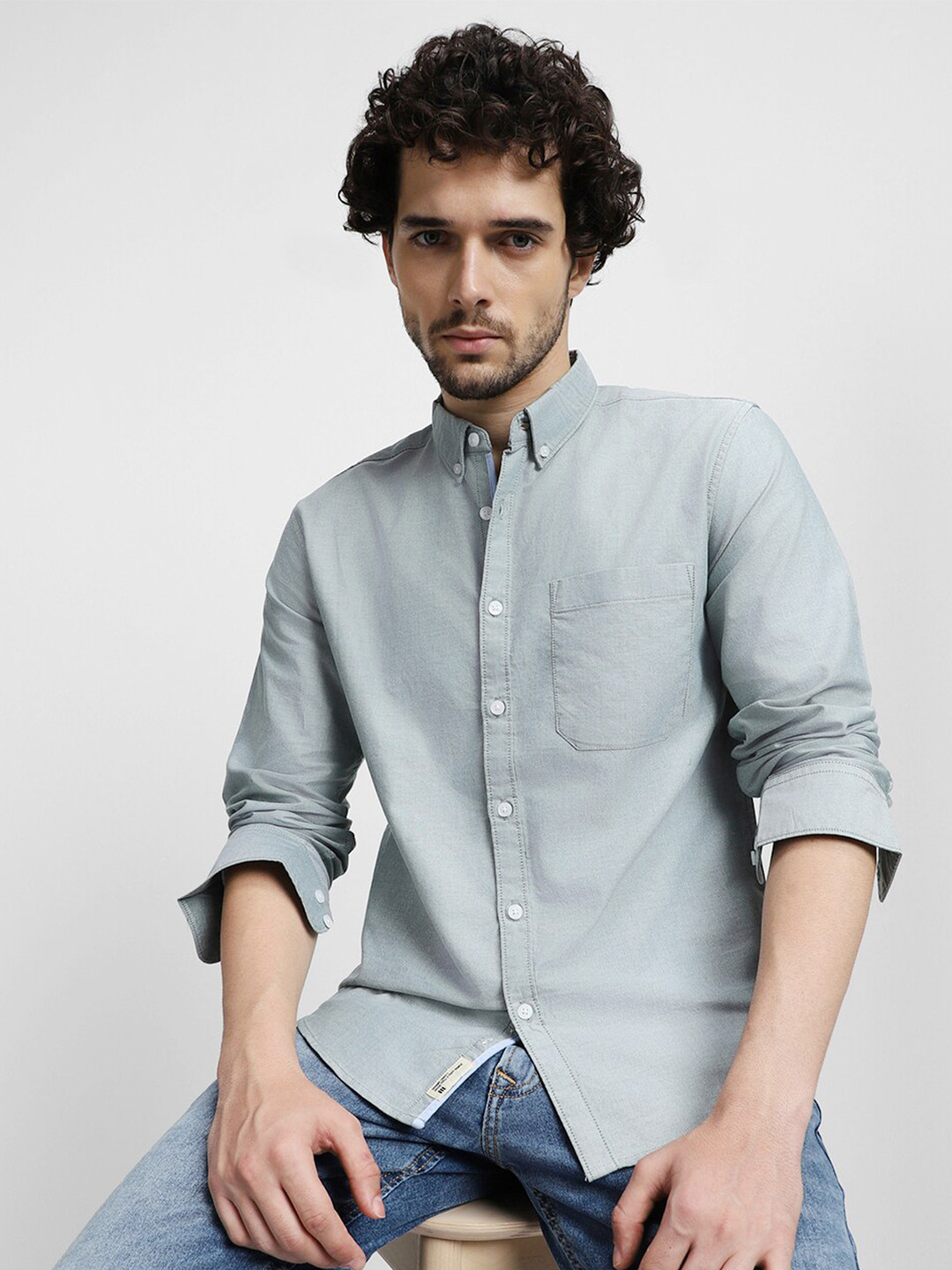 

Dennis Lingo Slim Fit Opaque Pure Cotton Casual Shirt, Sea green