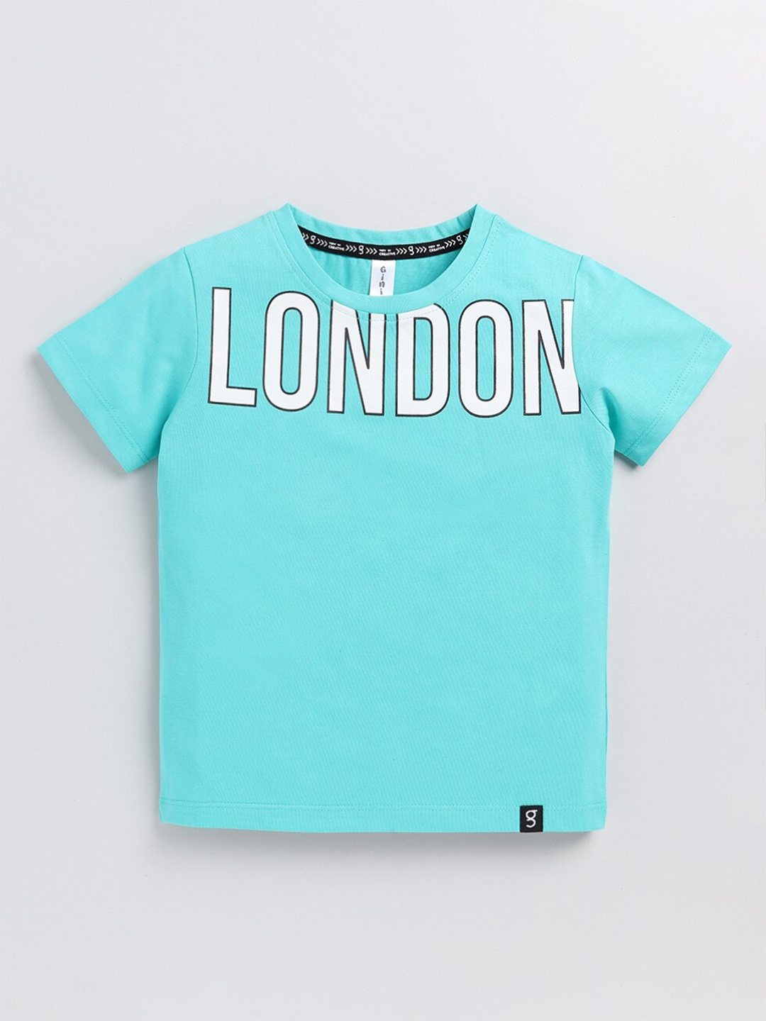 

Ginie Boys Typography Printed Cotton Regular T-shirt, Green