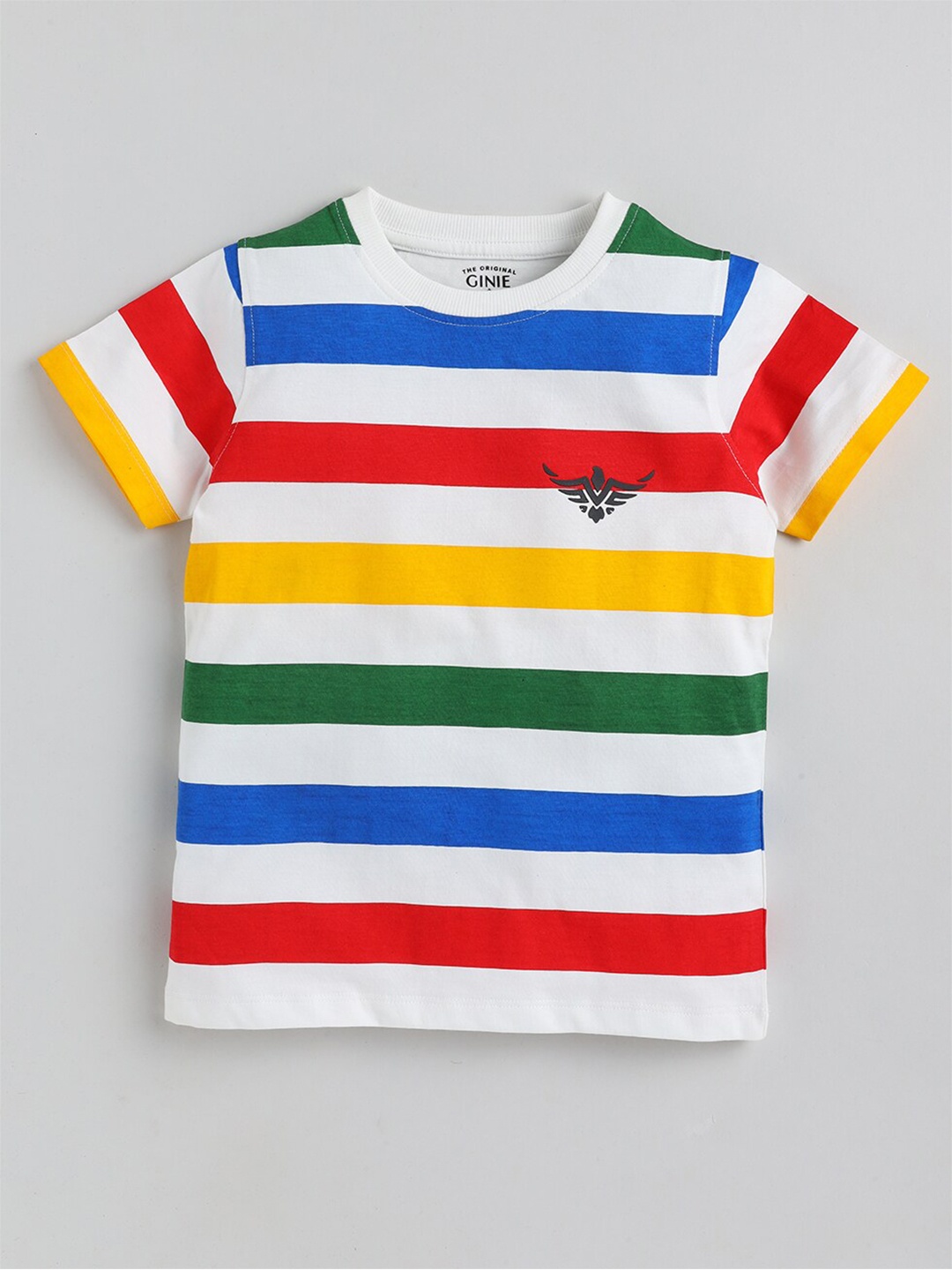 

Ginie Boys Striped Cotton Casual T-shirt, White