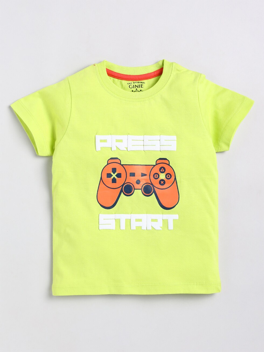 

Ginie Boys Graphic Printed Round Neck Cotton T-Shirt, Green