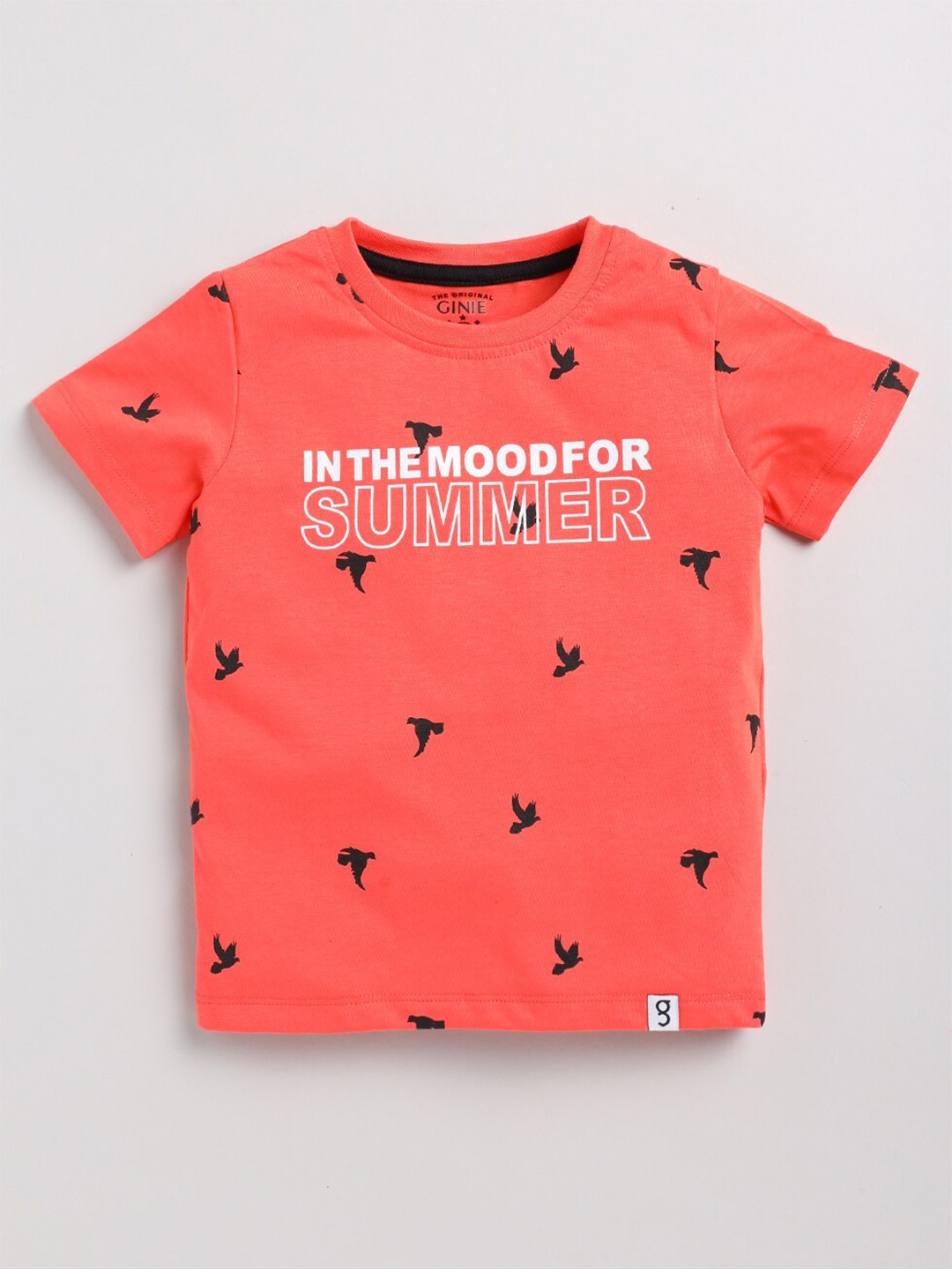 

Ginie Boys Conversational Printed Cotton Casual T-shirt, Orange