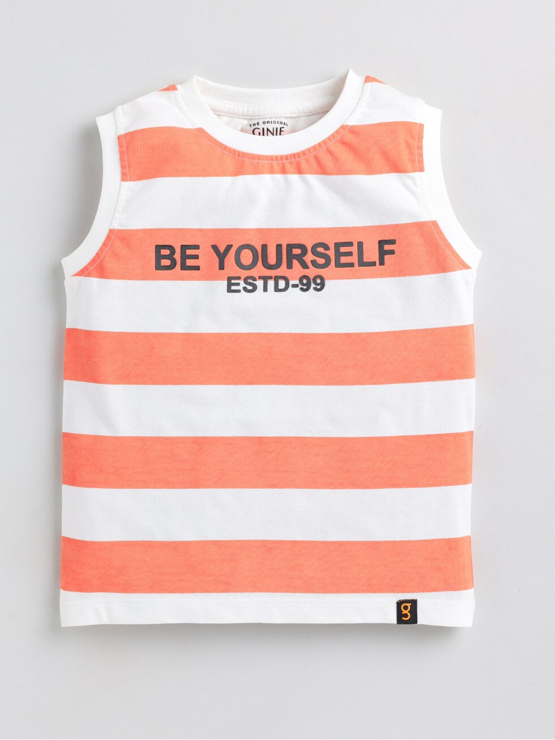 

Ginie Boys Striped Sleeveless T-shirt, Orange