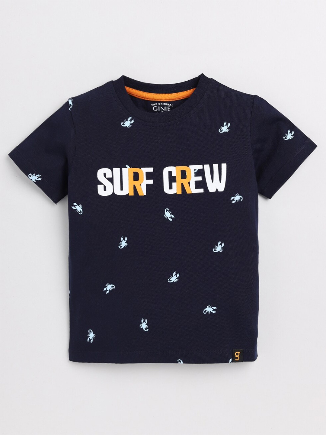 

Ginie Boys Typography Printed T-shirt, Blue