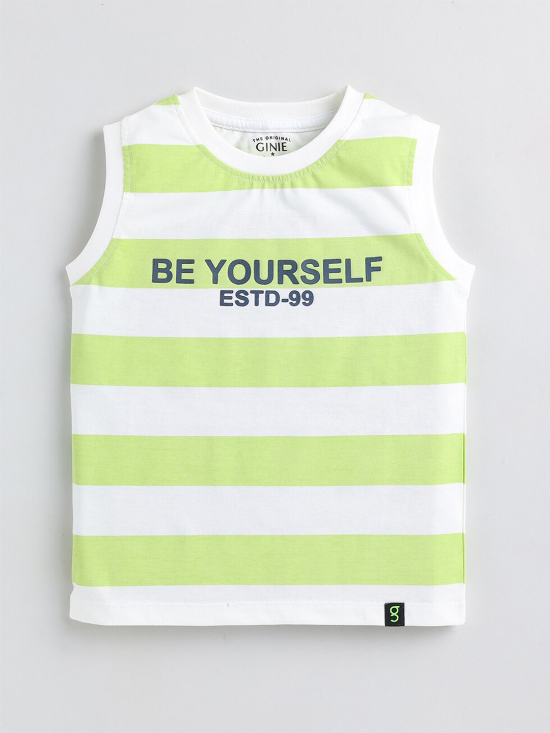 

Ginie Boys Striped Cotton T-shirt, Green