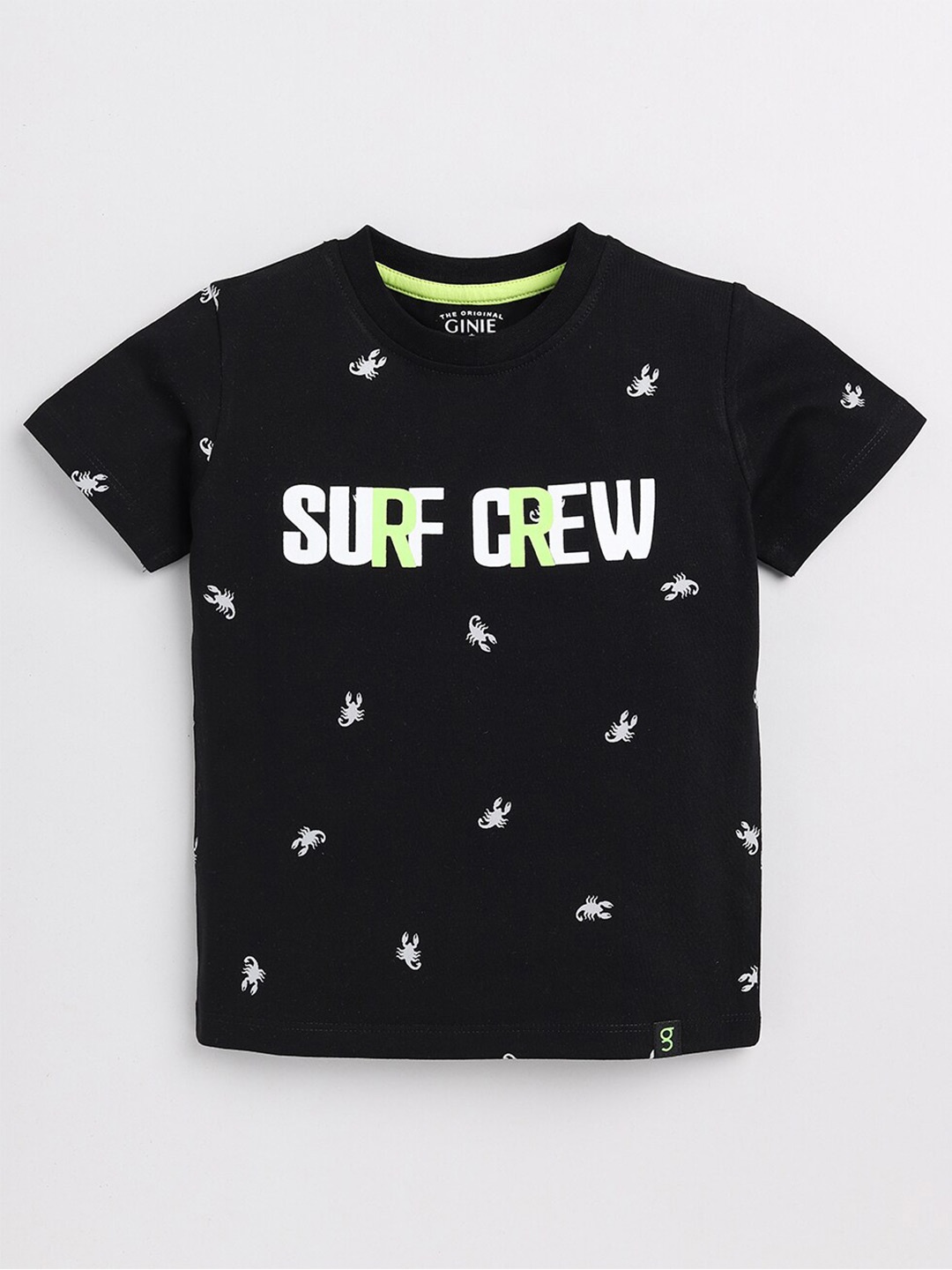 

Ginie Boys Conversational Printed Cotton T-shirt, Black
