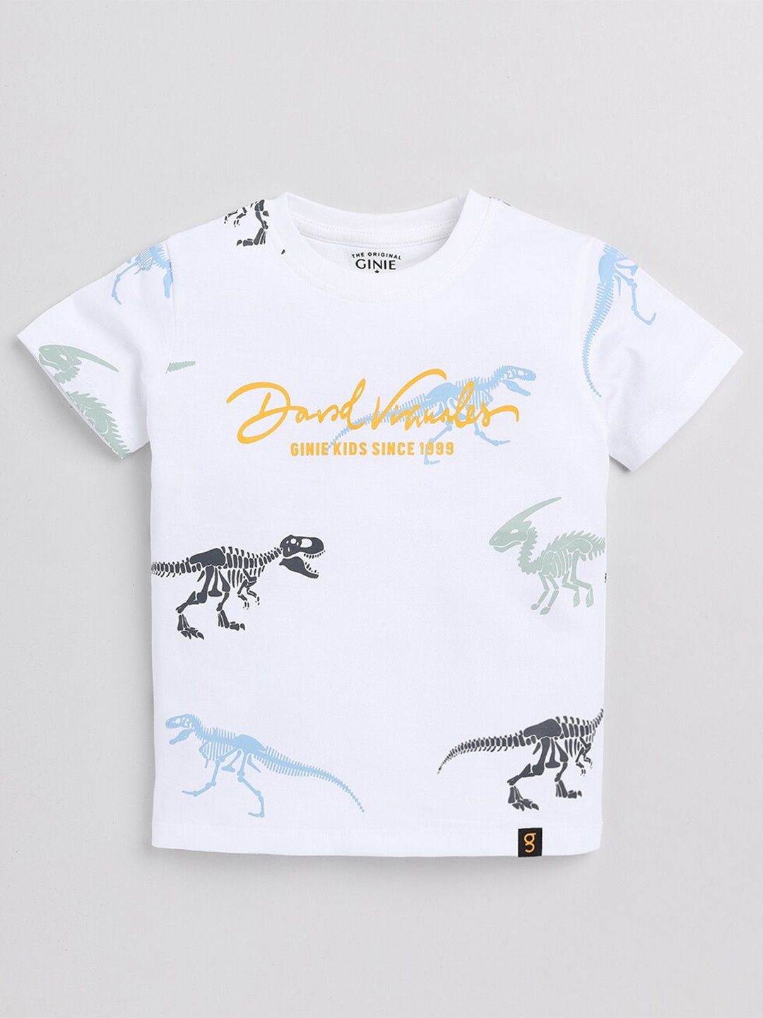

Ginie Boys Conversational Printed Cotton T-shirt, White