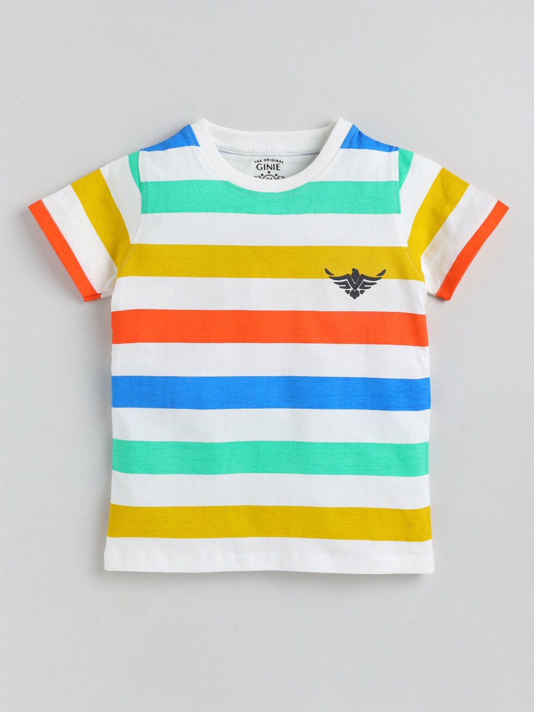 

Ginie Boys White Striped Pockets T-shirt