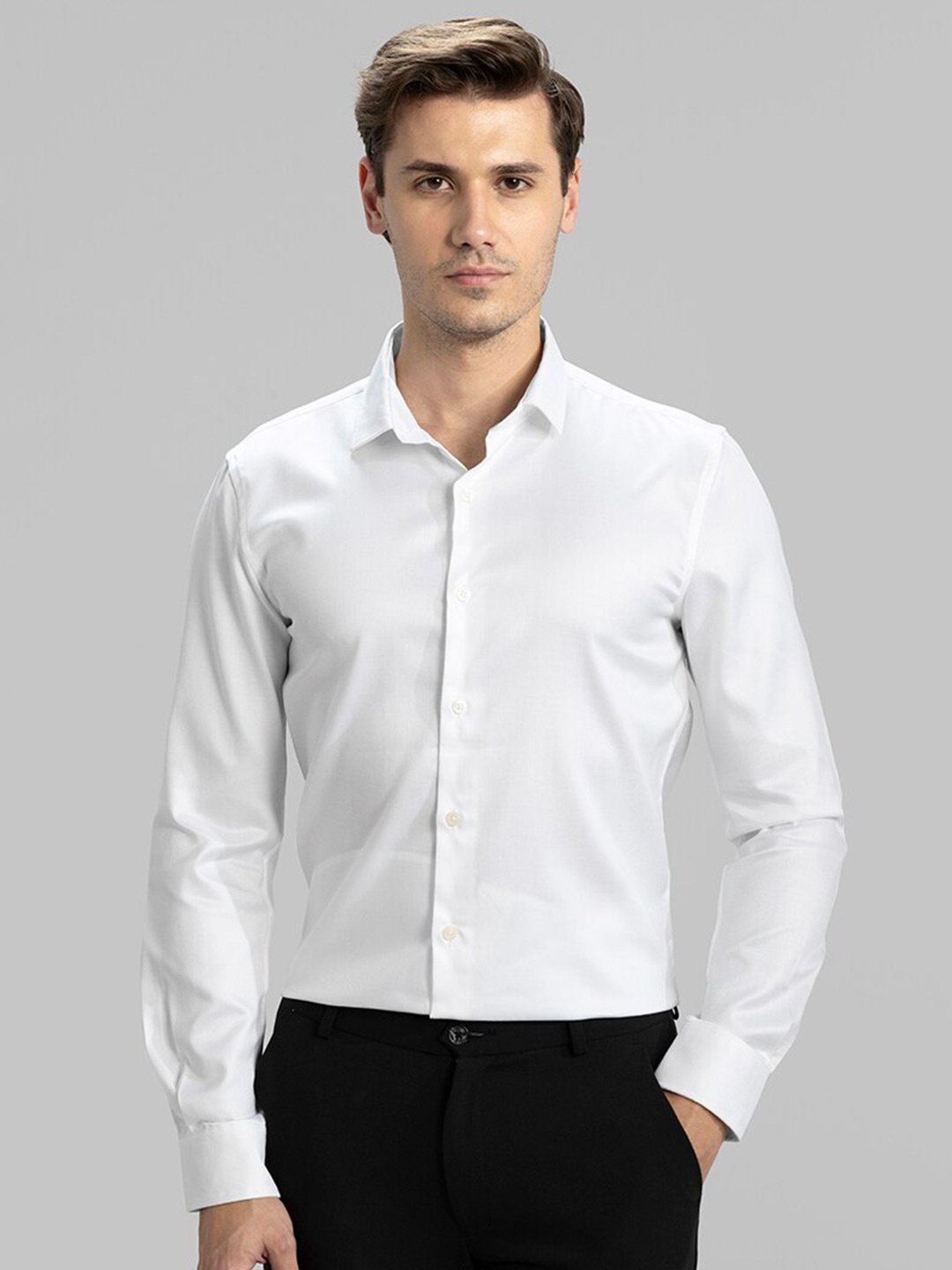 

Snitch White Spread Collar Classic Slim Fit Cotton Formal Shirt