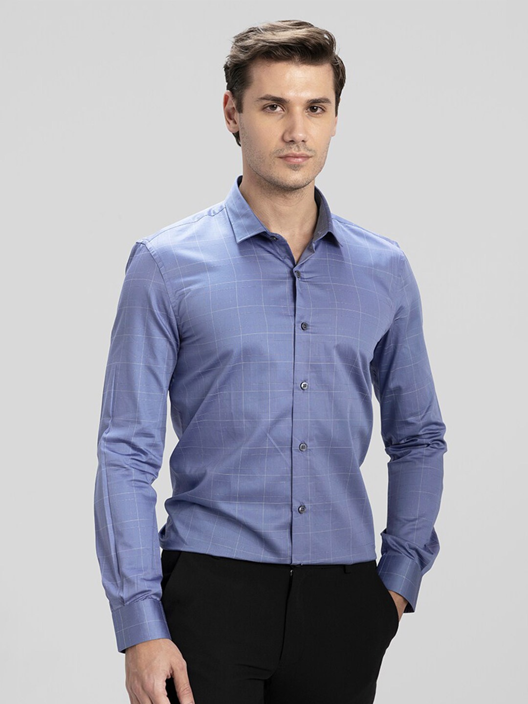 

Snitch Classic Slim Fit Opaque Casual Cotton Shirt, Blue