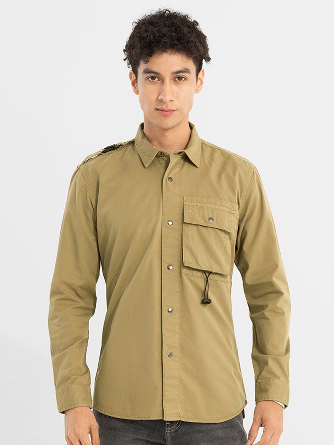 

Snitch Khaki Classic Cotton Casual Shirt