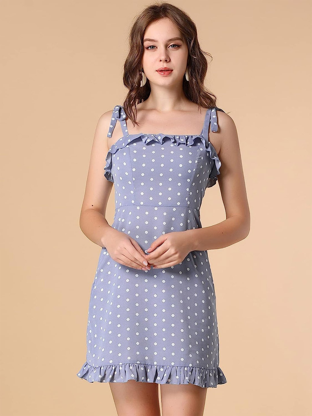 

Samsara Couture Polka Dot Printed A-Line Mini Dress, Purple
