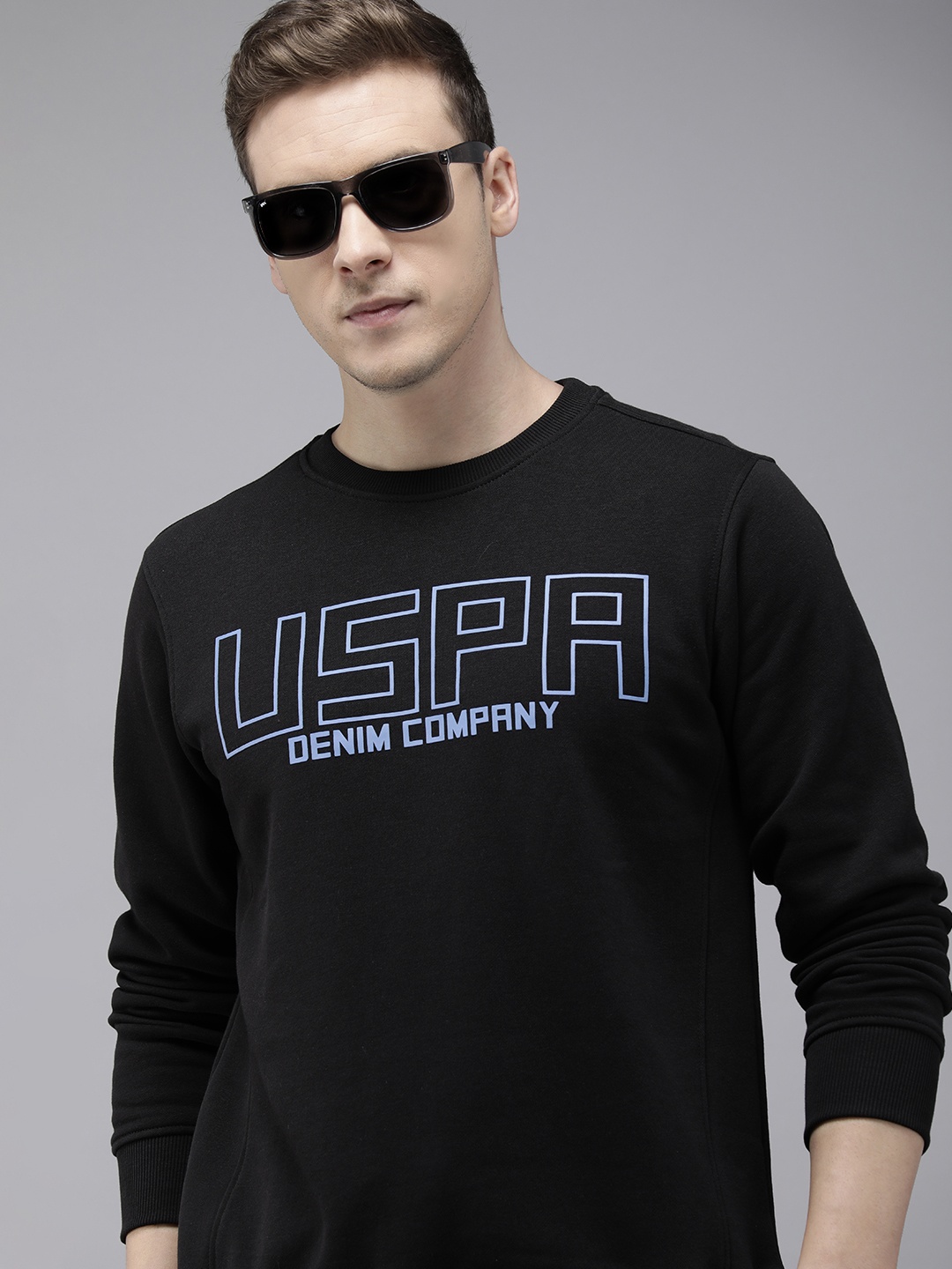 

U.S. Polo Assn. Denim Co. Brand Logo Printed Pullover Sweatshirt, Black