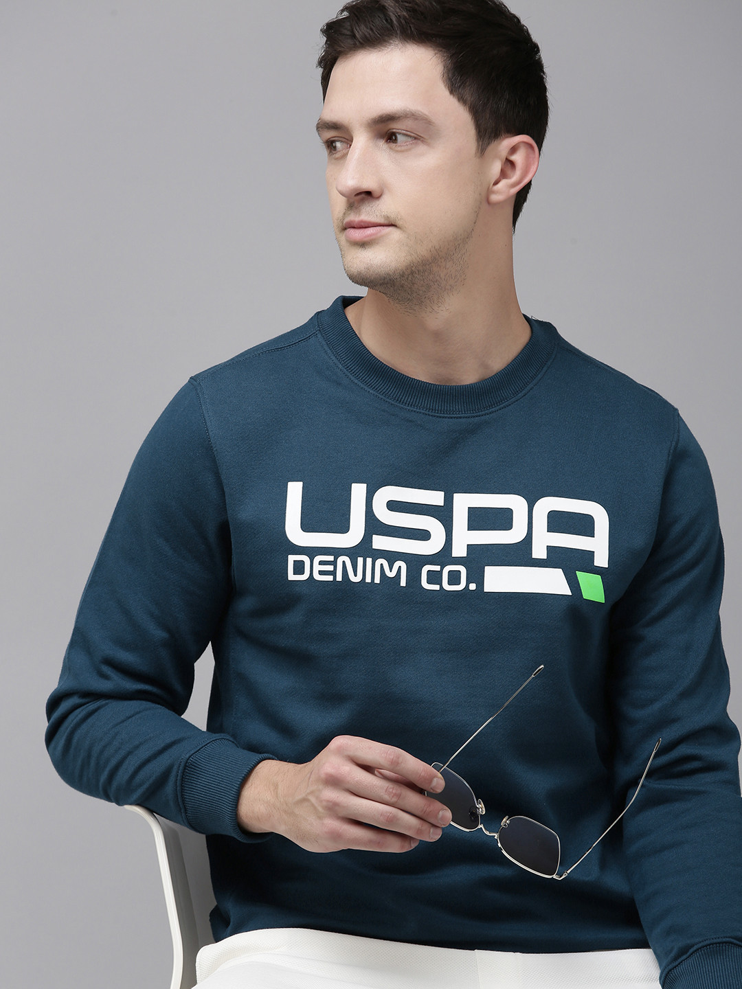 

U.S. Polo Assn. Denim Co. Brand Logo Printed Pullover Sweatshirt, Blue