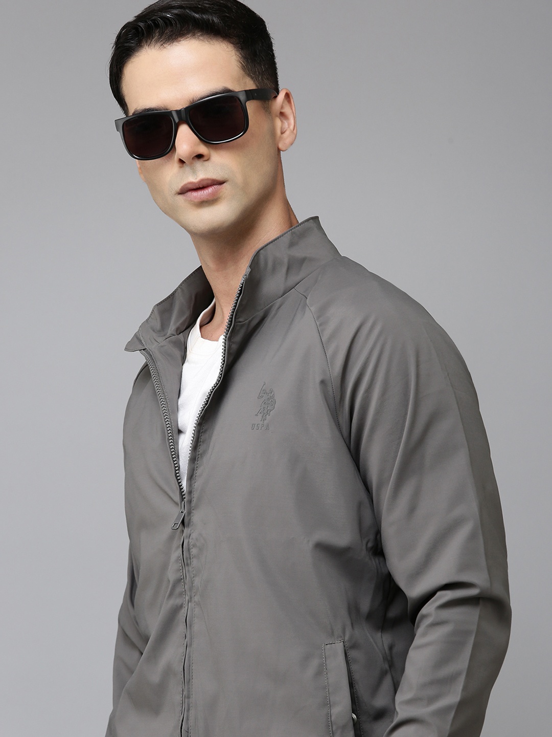 

U.S. Polo Assn. Denim Co. Men High Neck Windcheater Jacket, Beige