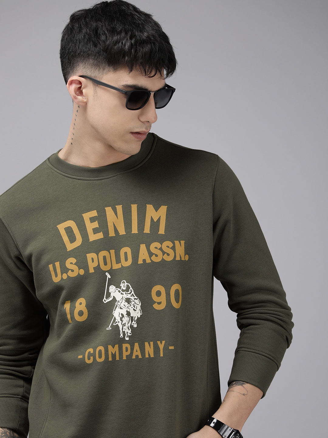 

U.S. Polo Assn. Denim Co. Round Neck Printed Sweatshirt, Olive