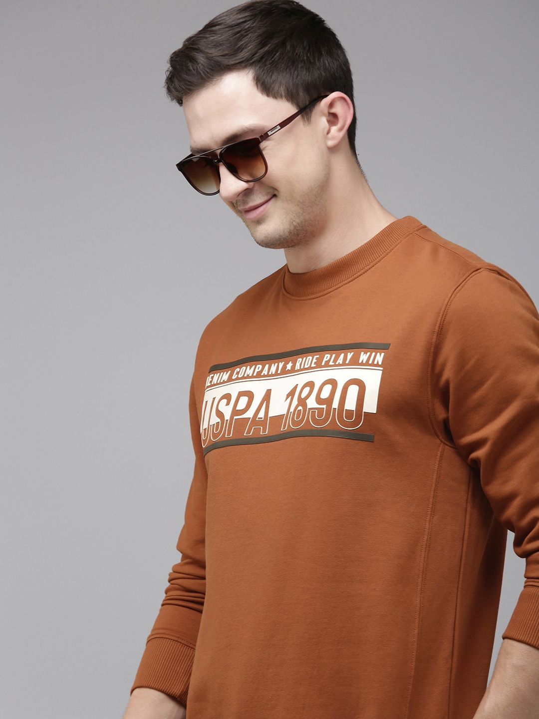

U.S. Polo Assn. Denim Co. Brand Logo Printed Pullover Sweatshirt, Brown