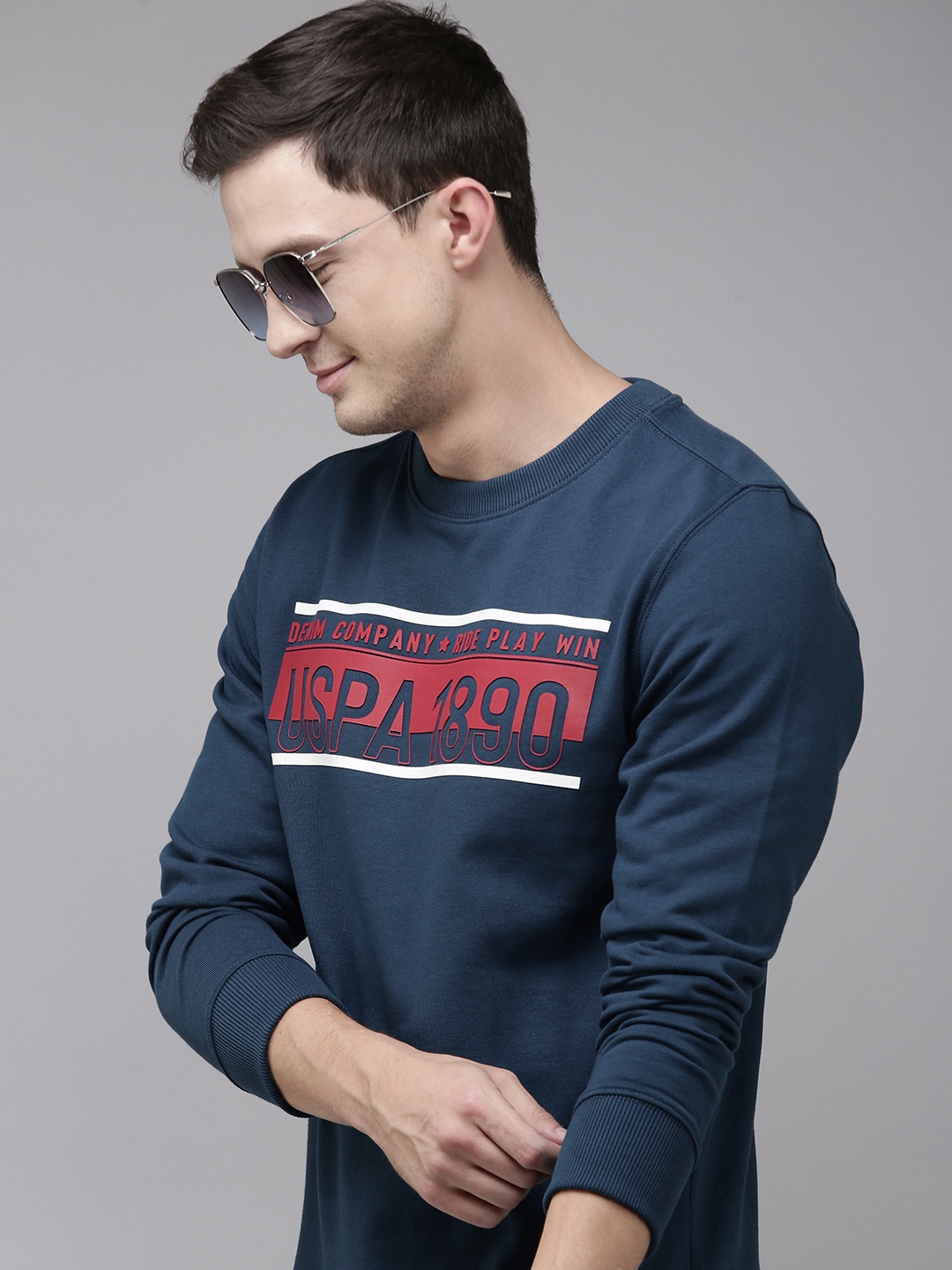 

U.S. Polo Assn. Denim Co. Brand Logo Printed Pullover Sweatshirt, Blue