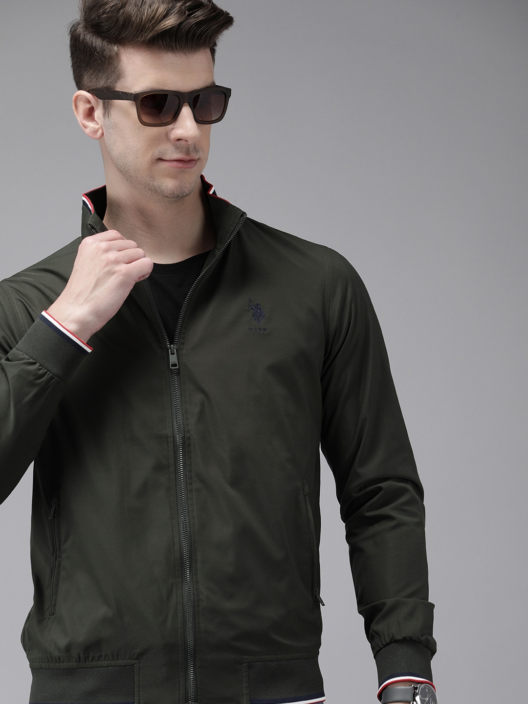 

U.S. Polo Assn. Solid Long Sleeves Bomber Jacket, Olive