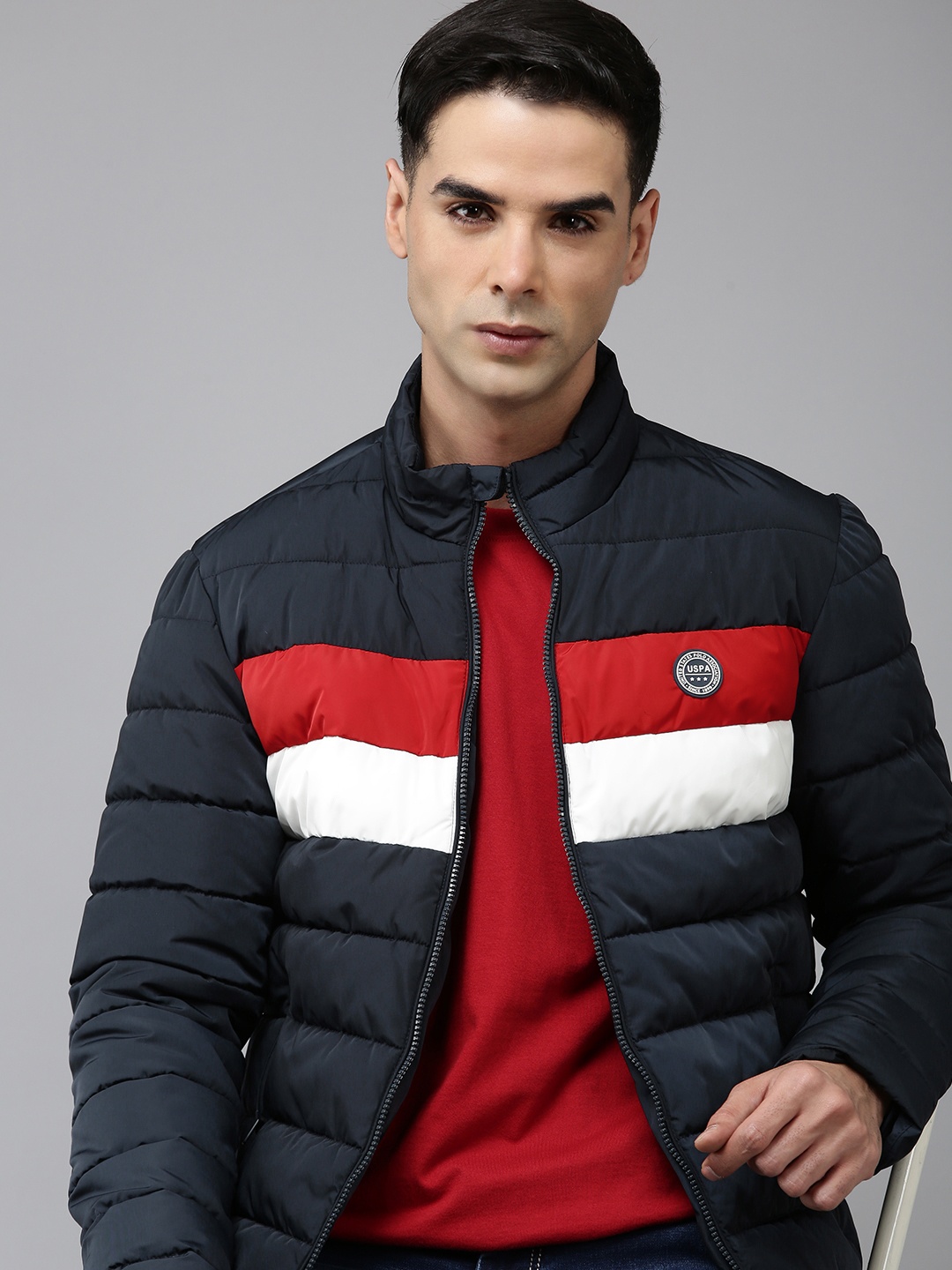 

U.S. Polo Assn. Colourblocked Padded Jacket, Navy blue