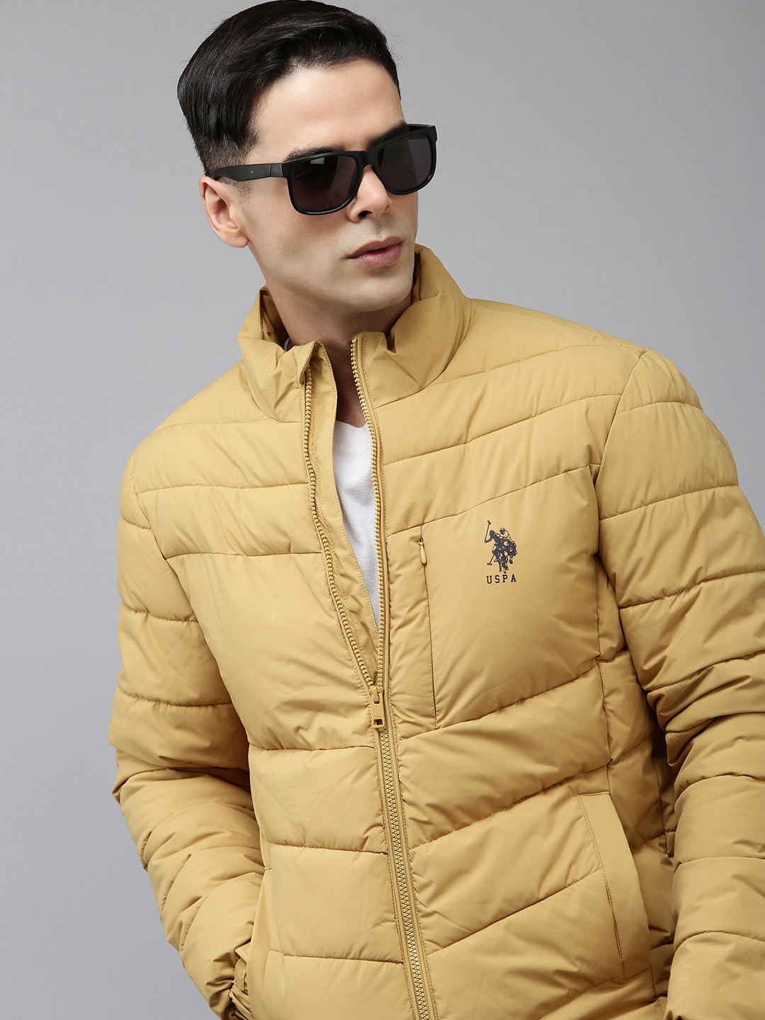 

U.S. Polo Assn. Mock Collar Long Sleeves Puffer Jacket, Mustard