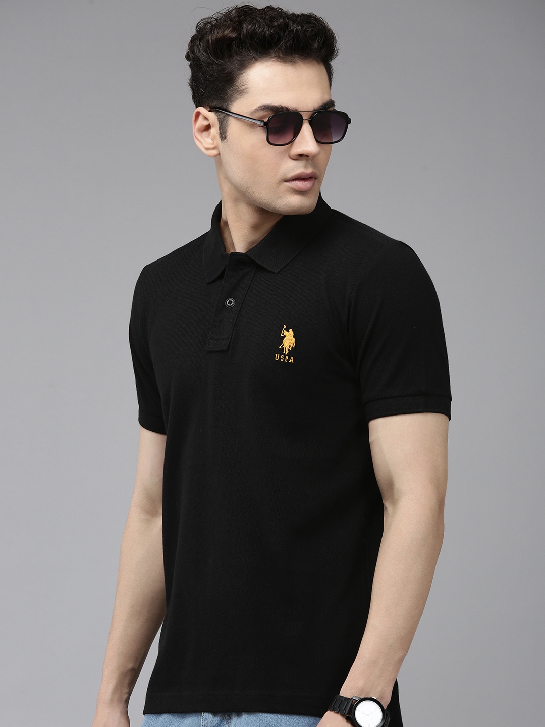 

U.S. Polo Assn. Polo Collar Pure Cotton Slim Fit T-shirt, Black